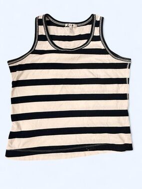 Striped Tank Top in Black and Cream - Women's Casual Shell